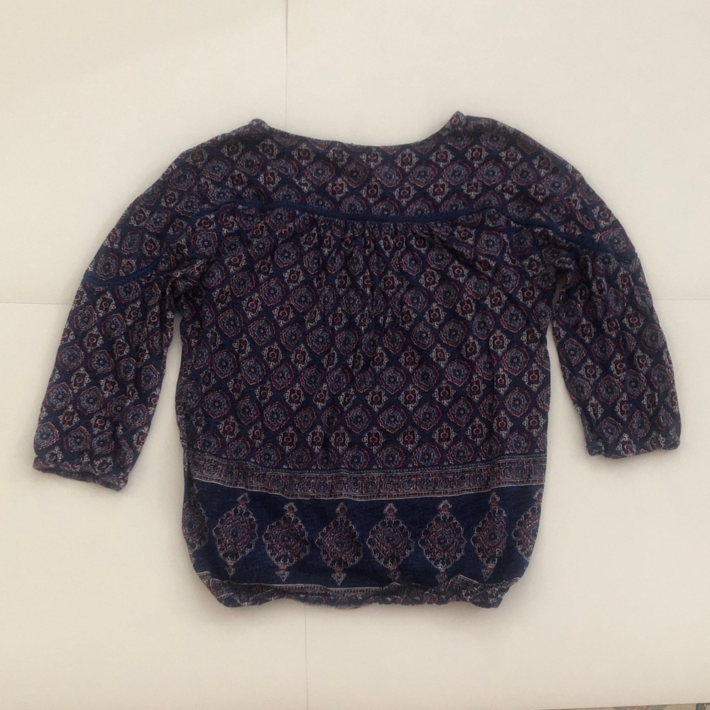 Lucky Brand M Top Blue Coral Pink Design soft stretchy elastic sleeve cuff - Picture 8 of 14
